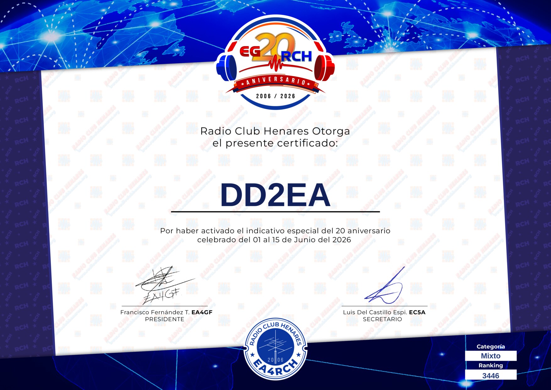 Diploma EG20RCH de DD2EA