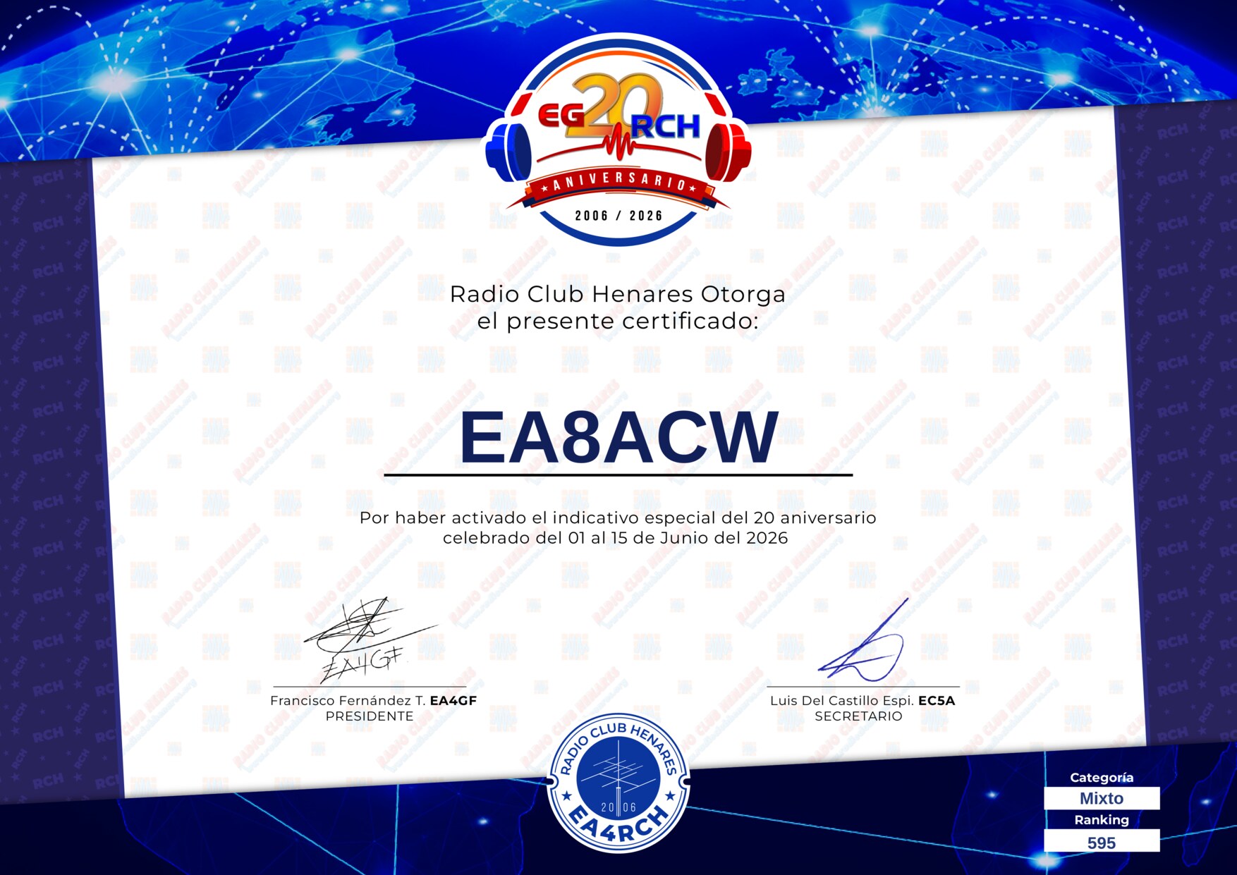 Diploma EG20RCH de EA8ACW