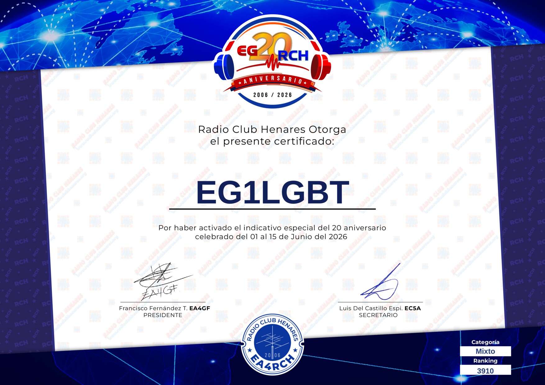 Diploma EG20RCH de EG1LGBT